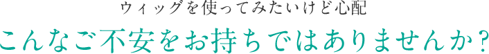 ウィッグを使ってみたいけど心配こんなご不安をお持ちではありませんか？